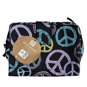 NWT Pottery Barn Teen Jet-Set Collection Toiletry Case (Black with Peace Signs)